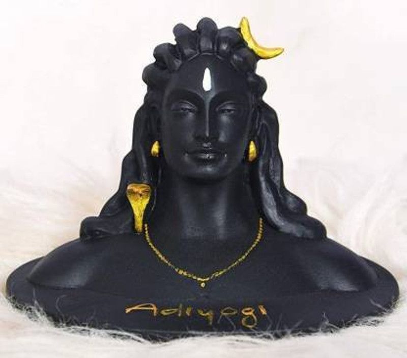 JP CRAFT Lord Shiv Adiyogi Idol Statue for Mandir Decoration Mahadev Murti use for Car Home & Office Pooja & Showpiece Decorative Showpiece - 12 cm  (Polyresin, Black)