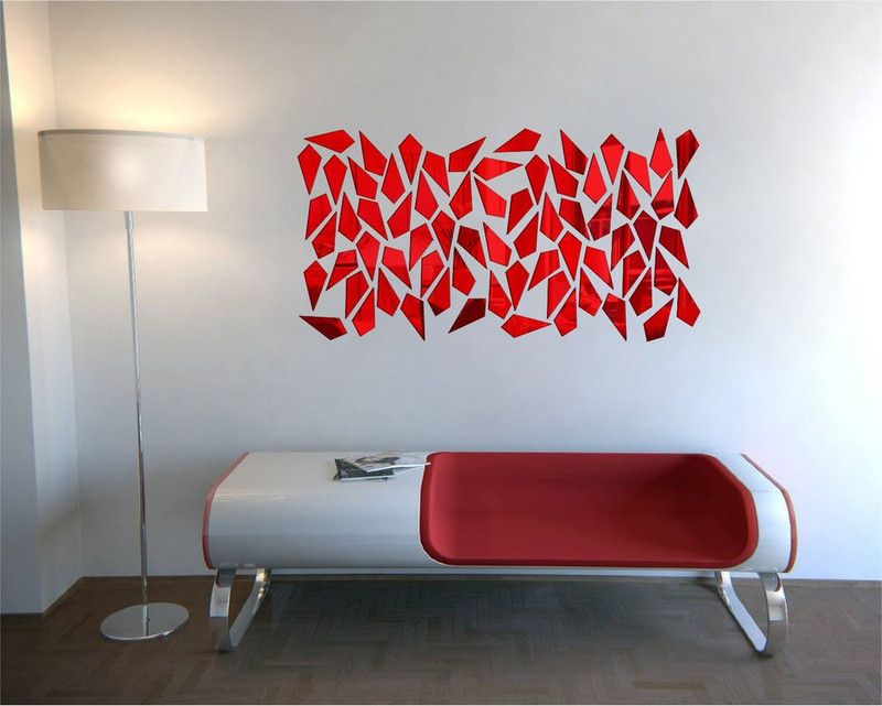 KC Home Decoration 111 cm KC Decor red mirror acrylic wall sticker self adhesive for home decor (mirror acrylic ) Self Adhesive Sticker  (Pack of 1)