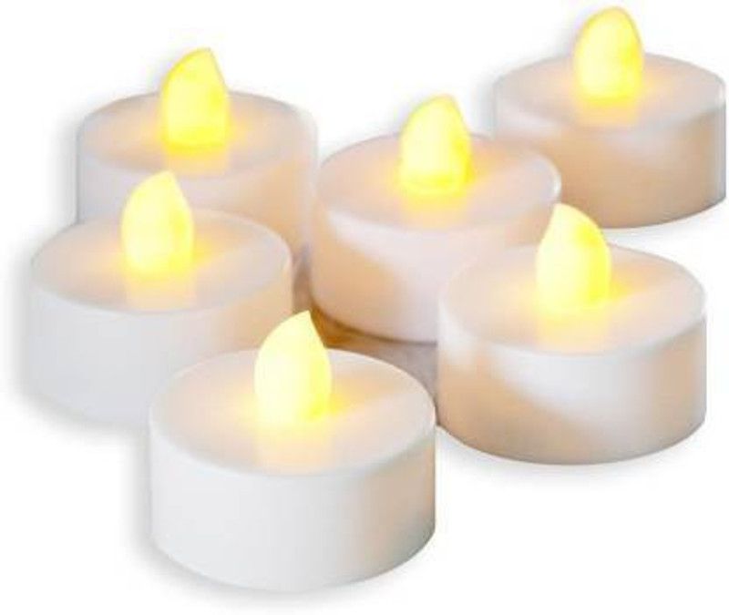 KHODAL ARTH White Acrylic LED Flameless Swing Candle Height:15cm Lights Battery Operated for Party Birthday Festival Romantic Dinner Decor 3AAA Batteries Required Candle Candle  (White, Pack of 12)