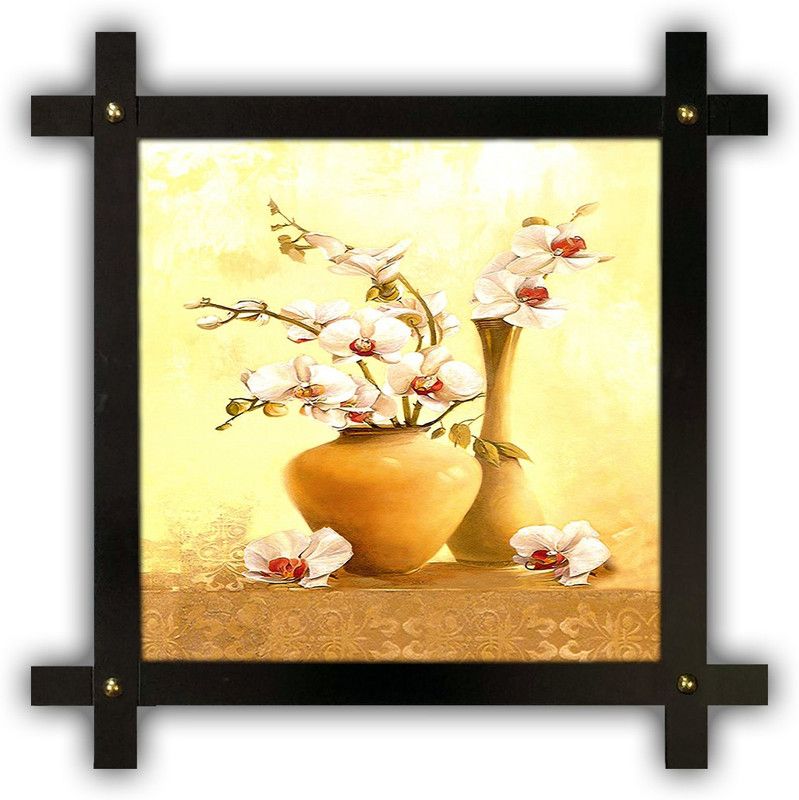 Poster N Frames Cross Wooden Frame Hand-Crafted with photo of Flower (floral) 17402-crossframe Digital Reprint 16.5 inch x 16.5 inch Painting  (With Frame)