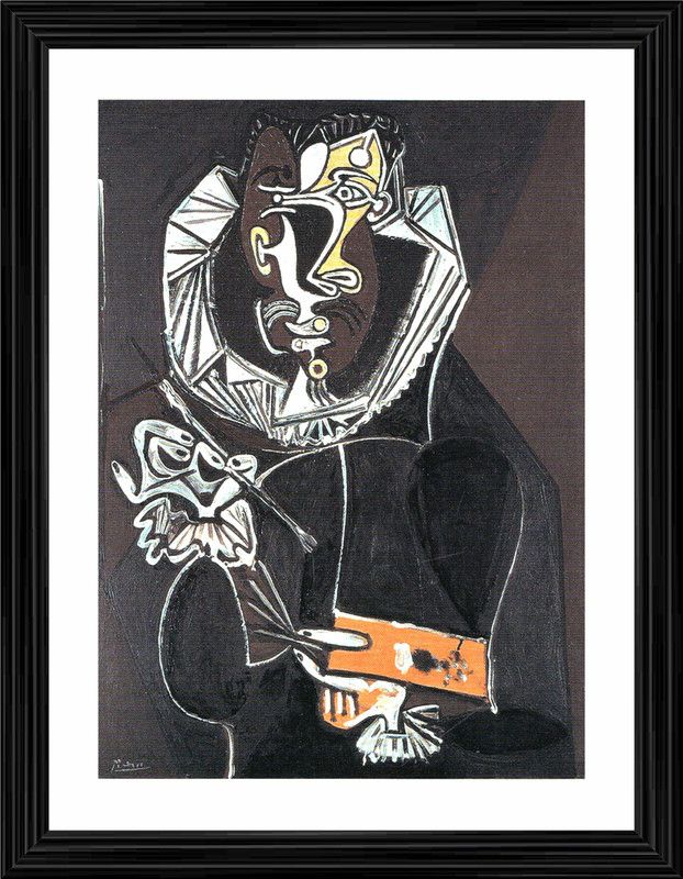 DecorAdventures *Portrait of a Painter* (after El Greco) (1950 ) by Pablo Picaso, Matt Satin Digital Reprint 21 inch x 16 inch Painting  (With Frame)
