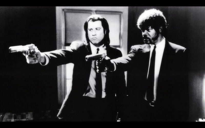 Poster Pulp Fiction Jules Winnfield Vincent Vega sl621 (Plastic Large Wall Poster, 36x24 Inches, Multicolor) Fine Art Print  (24 inch X 36 inch, Rolled)