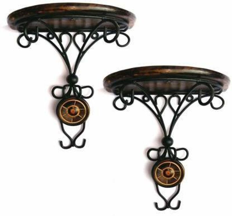 ZAIN ARTS ZA HANDICRAFT Wooden Wall Shelf (Number of Shelves - 2, Black) Wooden Wall Shelf  (Number of Shelves - 1, Brown)