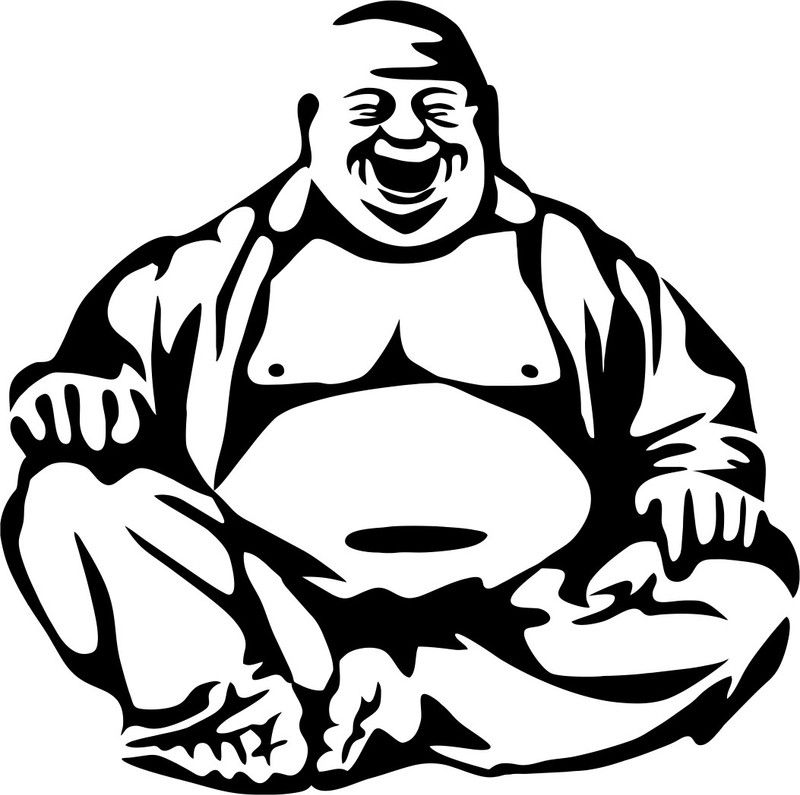 AriseDecor 55 cm Laughing Buddha Wall Sticker and Home Décor Self Adhesive Sticker  (Pack of 1)