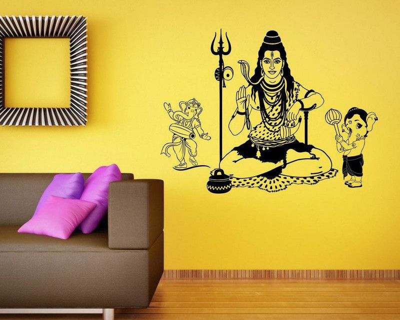 MADHUBAN DÉCOR 60 cm Sanker Bhagwan With Ganesha Wall Sticker Self Adhesive Sticker  (Pack of 1)