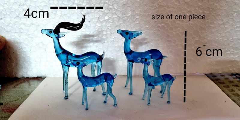 YUVIKA CRAFTS SET OF 4 GLASS SHOWPIECE FOR HOME DECOR / OFFICE DECOR / TABLE DECOR / GIFT ITEM / 6 X 4 CM Decorative Showpiece - 6 cm  (Crystal, Blue)