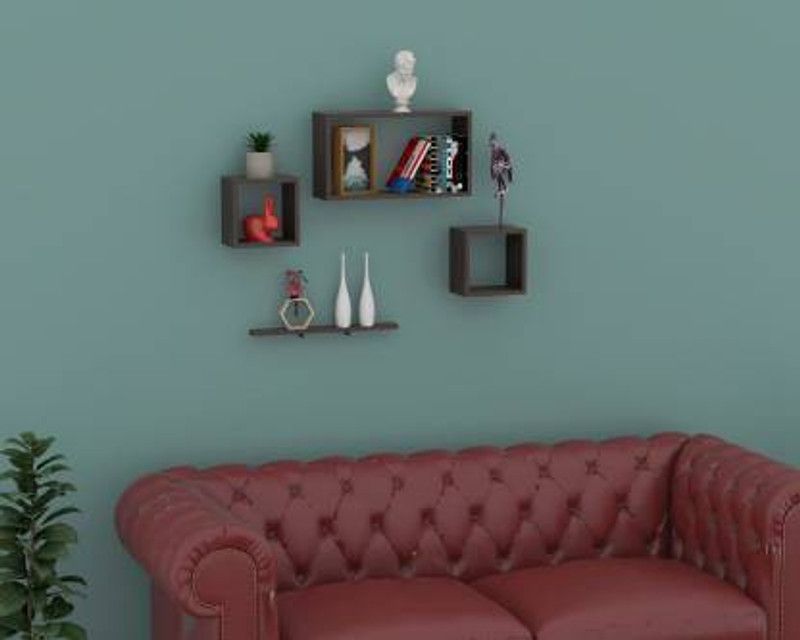 ANB Enterprises Wall shelf Cube shape shelves MDF Wall hanging , mounted , floating wall decorative shelves Living room & Bedroom MDF (Medium Density Fiber) Wall Shelf  (Number of Shelves - 4, Black)