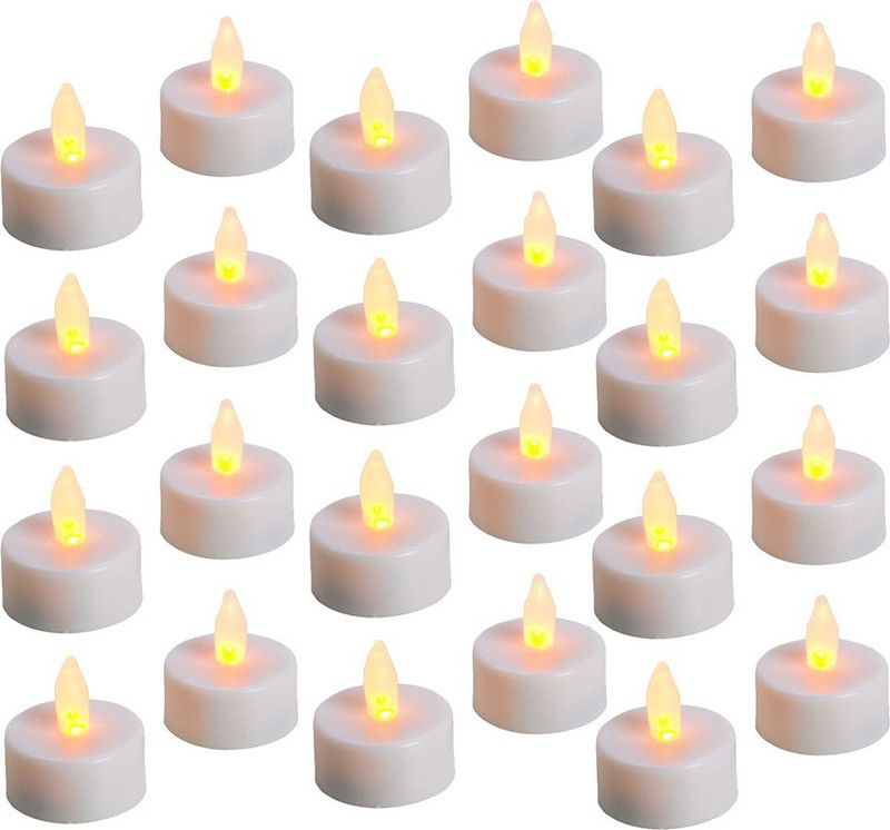 MotoPanda 24 PCS LED Tea lights Candles Battery-Powered Small Flickering Flameless Candle for Home Decoration - Amber Yellow Candle  (Yellow, Pack of 24)