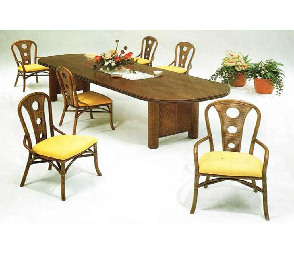 Cane Dining Table Set 6+1