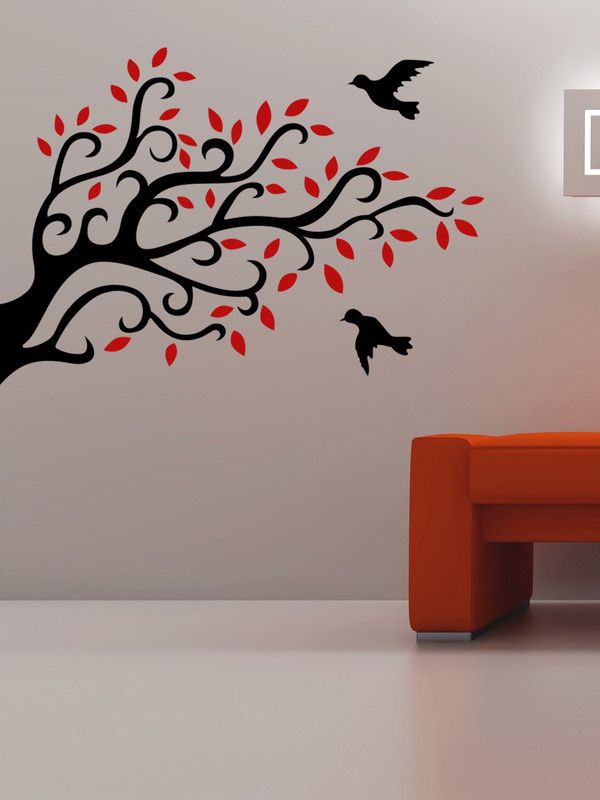 Trends on WALL 74 cm Beautiful Birds on Tree Self Adhesive Sticker  (Pack of 1)