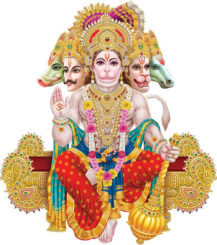 SRD 90 cm Best Panchmukhi hanumanji hd VINYL Self Adhesive Sticker  (Pack of 1)
