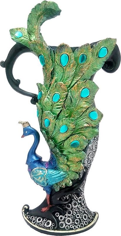 ART N HUB Peacock Bird Flower Vase Home Décor Gift Item(H-34 CM) Decorative Showpiece - 34 cm  (Terracotta, Multicolor)