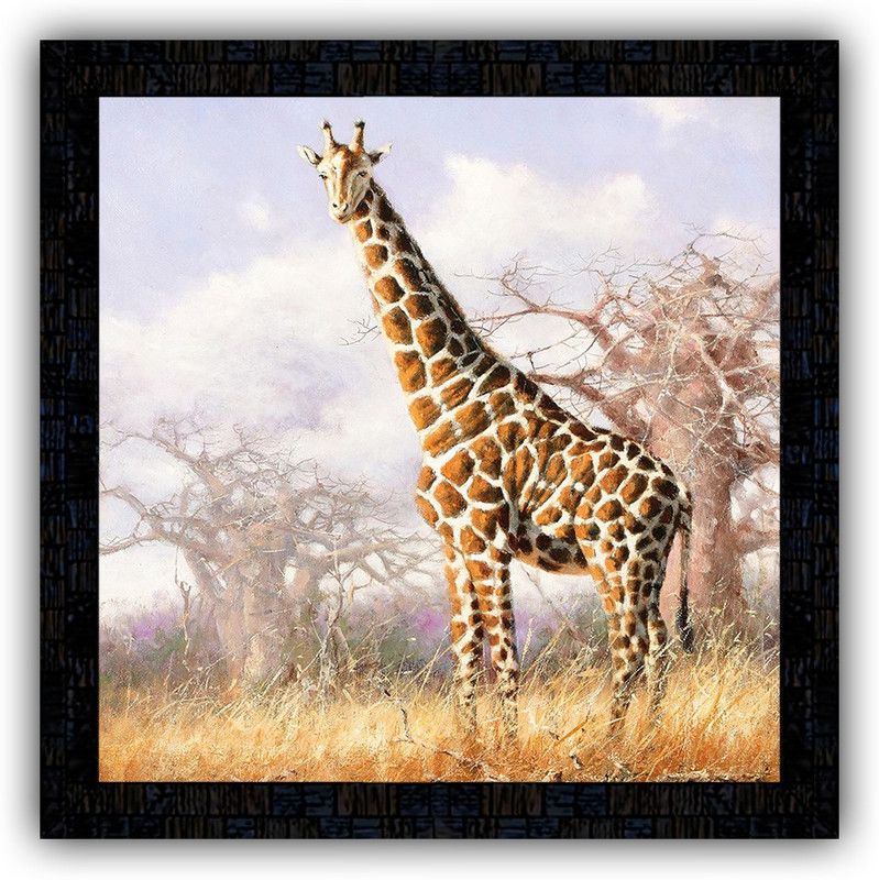 Poster N Frames framed poster of girrafe 19045 Digital Reprint 14 inch x 14 inch Painting  (With Frame)