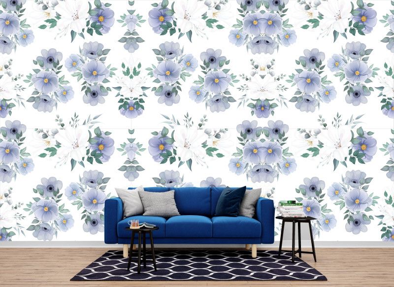 DIVINE INNOVATIVE SOLUTIONS Floral & Botanical White, Grey Wallpaper  (228 cm x 40 cm)