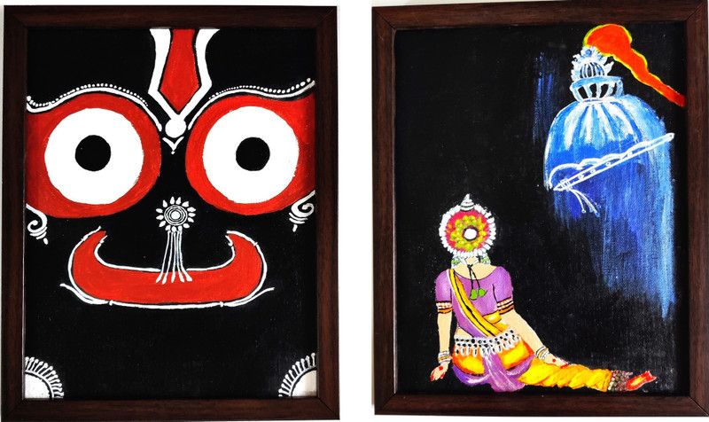 Ranjitacryilics Jagnnath Devdasi-001 Canvas 10 inch x 8 inch Painting  (With Frame, Pack of 2)