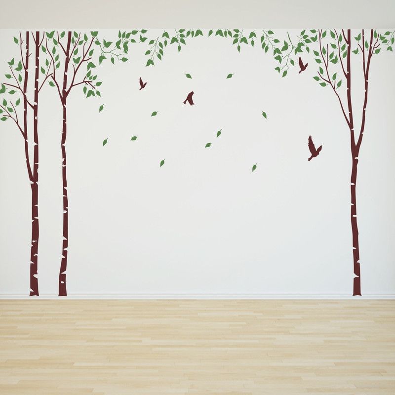 StickMe 130 cm Pleasant & Scenic Trees and Birds - Wall Sticker - SM 040 Self Adhesive Sticker  (Pack of 1)