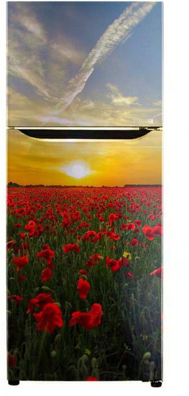 K2A Design 60 cm abstract sunset sky red flower leaves Adhesive Vinyl Self Adhesive Sticker  (Pack of 1)