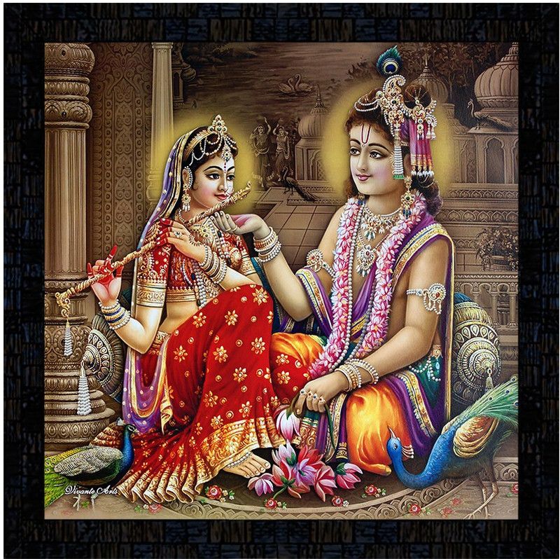 Poster N Frames framed poster of Radha kishna Digital Reprint 14 inch x 14 inch Painting  (With Frame)
