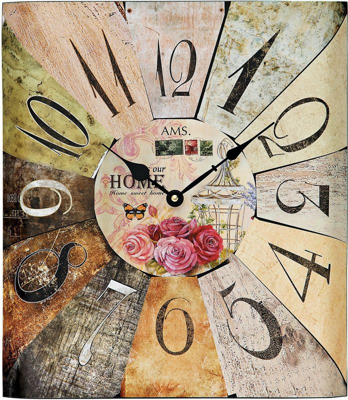 AMS Analog 40 cm X 35 cm Wall Clock  (Multicolor, With Glass, Standard)