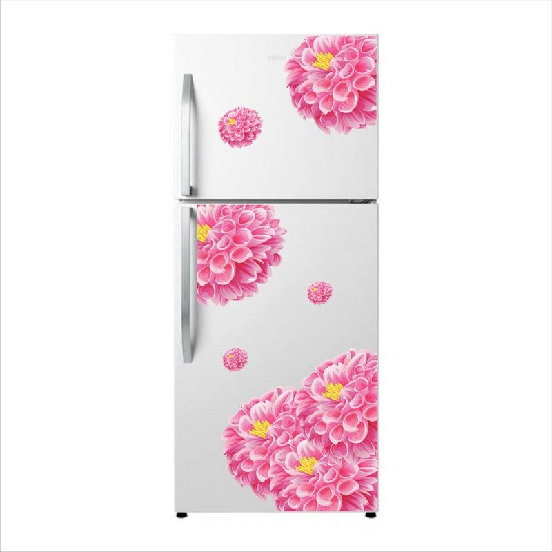 Advait Designs 60 cm Advait Designs Pink Dahlia Flowers Vinyl Fridge Decorative Adhesive Wall Sticker Large (PVC Vinyl Multicolor) Size 60x160 cm Self Adhesive Sticker  (Pack of 1)
