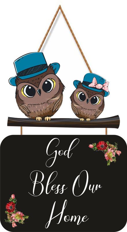 AMIT FASHION HUB Wooden God Bless Our Home UV Print Wood Wall Hanging Name Plate  (Multicolor)