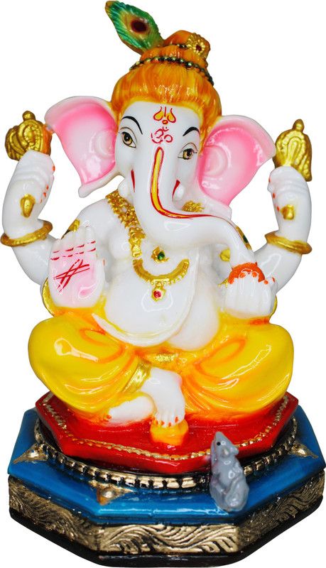vinayakmoorti Ganesh Ji Statue Ganesh Idol For Home Decor Ganesh Murti For Home Marble 7 In Decorative Showpiece - 18 cm  (Marble, Multicolor)