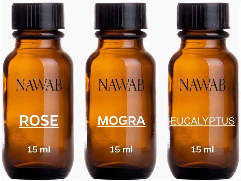 NAWAB essential aroma Diffuser oil(Rose,Mogra,Eucalyptus-15ml each) Aroma Oil