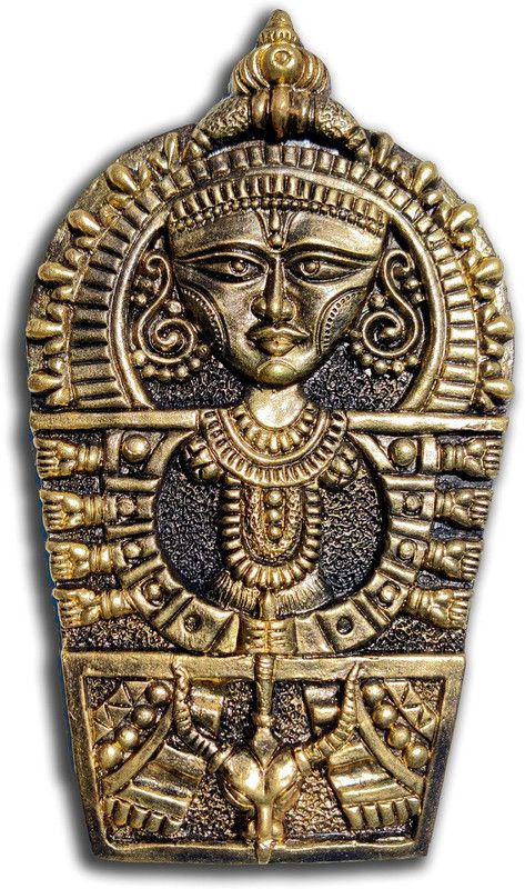 New Life Terracotta Maa Durga Sherawali Maa Wall Hanging Showpiece for Home Décor Decorative Showpiece - 28 cm  (Terracotta, Gold)