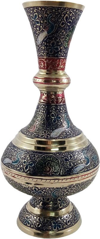 MOZO HUB Brass Vase  (10 inch, Multicolor)