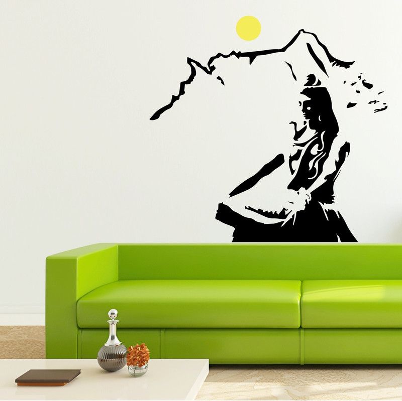 StickMe 100 cm Meditation Siva Mountain Wall Sticker - SM 388 Self Adhesive Sticker  (Pack of 1)
