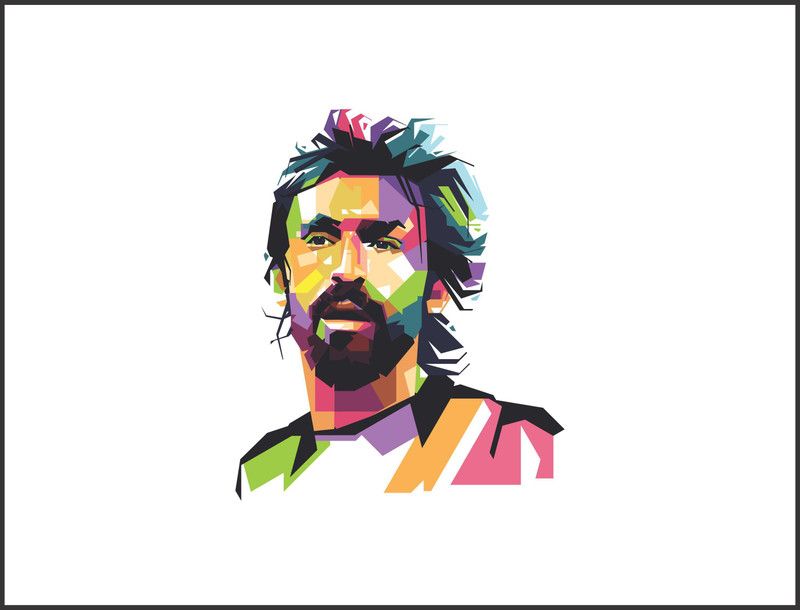 Impression Wall 58 cm Pirlo Football Artwork Sticker Self Adhesive Sticker  (Pack of 1)