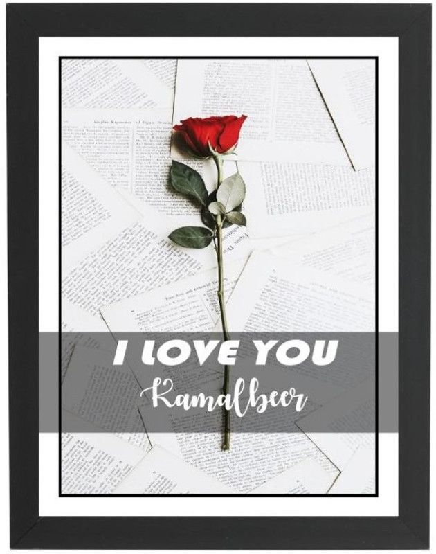 Beautum I Love You Kamalbeer Name Love You Printed Unique Digital Reprint 9inch x 13inch Painting Model No:CMGHP008900 Digital Reprint 13 inch x 9 inch Painting  (With Frame)