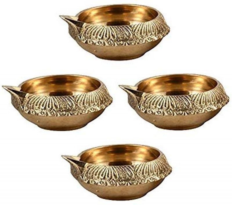 Bansiwal Handmade Brass Diya Oil Kuber Deepak Jyot Dia Brass (Pack of 4) Table Diya Set  (Height: 1 inch)