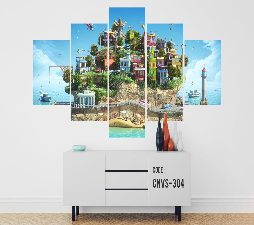 CNVS-304 Animated Island Wall Canvas Art Prints 48 inch x 36 inch