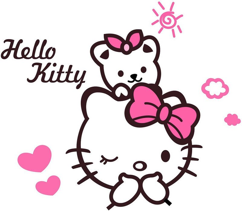 HAPPYSTICKY 50 cm Helo Kitty Medium Vinyl Wallstickers(80 cm x 70 cm) Self Adhesive Sticker  (Pack of 1)
