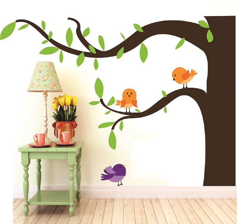 Asmi Collections 140 cm Beautiful Birds on a Tree Removable Sticker  (Pack of 1)