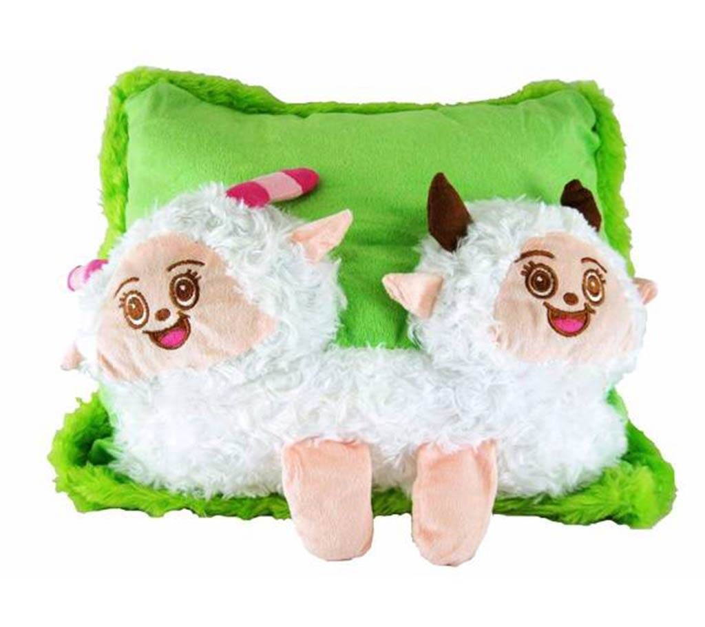 Two headed lamb green cushion