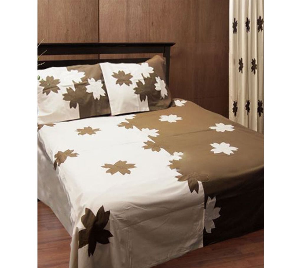 Embroidery Applique Bed Cover with pillow cover