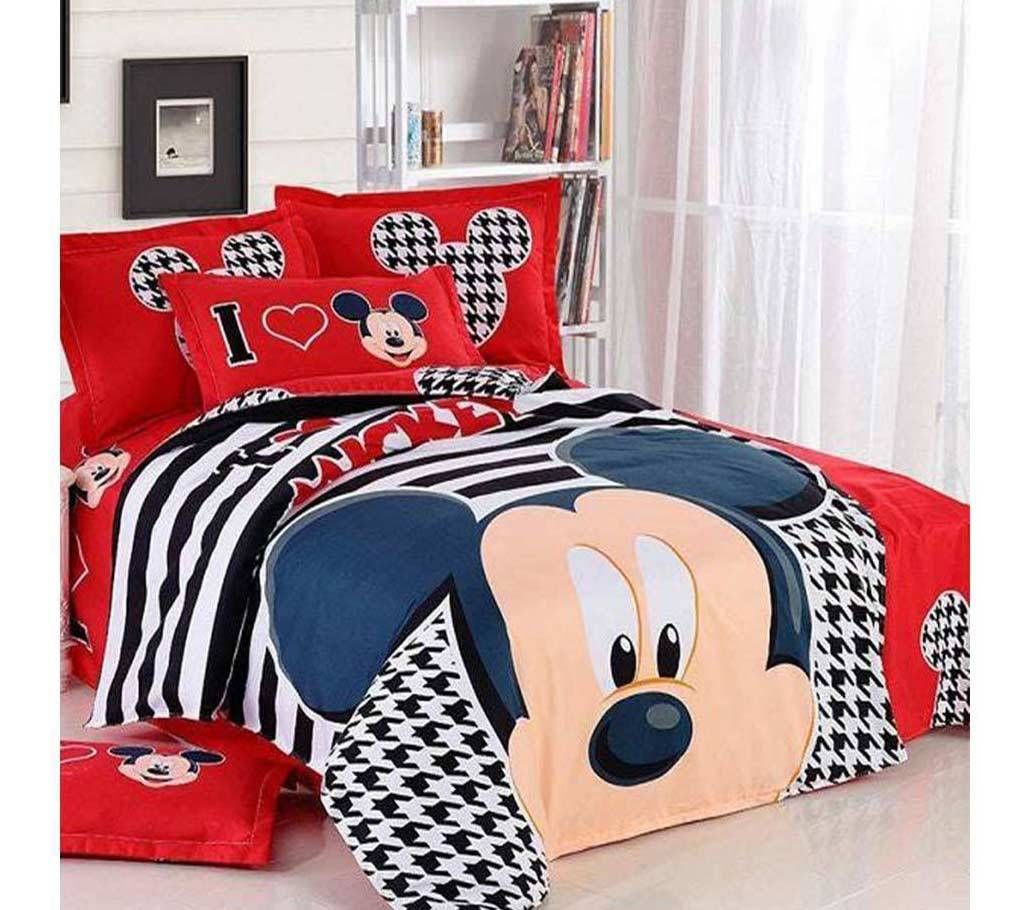Poly Cotton Fabric Double Size Bed Sheet - 4 pcs
