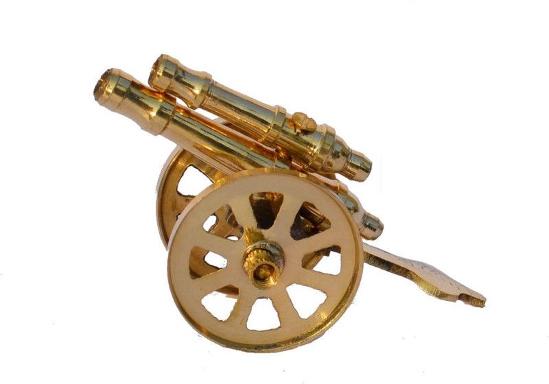 Veda Home & Lifestyle VEDA BRASS DECORATIVE CANON Decorative Showpiece - 8 cm  (Brass, Gold)