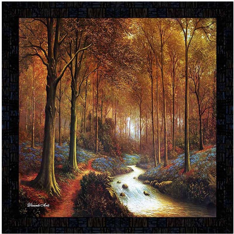 Poster N Frames Poster N Frames framed poster of hand painting Landscape Scenery Digital Reprint 14 inch x 14 inch Painting  (With Frame)