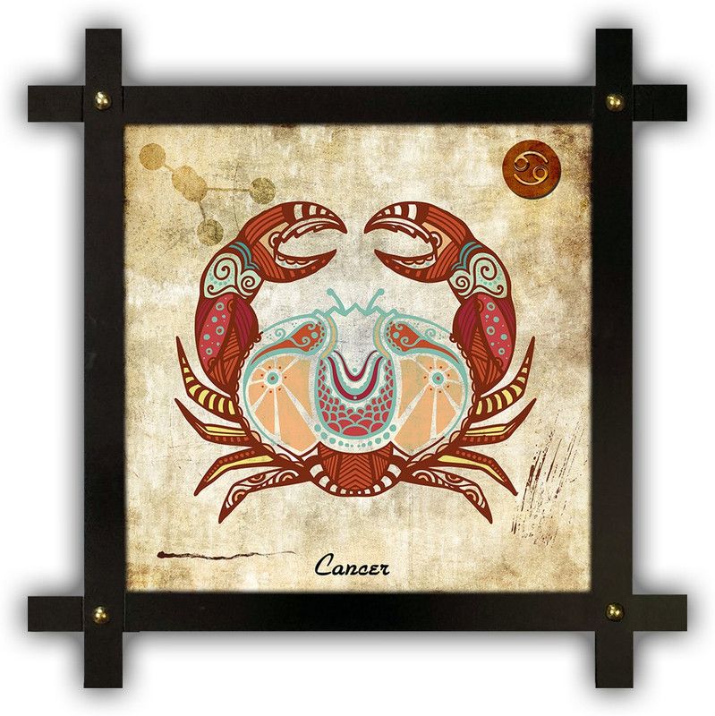 Poster N Frames Cross Wooden Frame Hand-Crafted with photo of Astrological Star sign Cancer p-49 Digital Reprint 16.5 inch x 16.5 inch Painting  (With Frame)