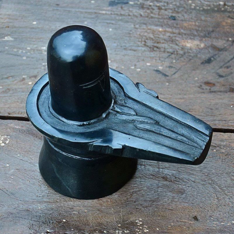 POOJAKRO.COM Black Marble Shiva Lingam(Shivling Statue) Made up of gorara Stone Handcrafted Items Black Decorative Showpiece - 15 cm  (Ceramic, Black)