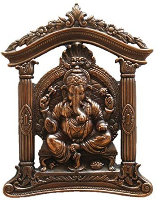 Flipkart SmartBuy Matel Wall Hanging Of Lord Ganesha In Tample Decorative Showpiece Decorative Showpiece - 30 cm  (Aluminium, Brown)