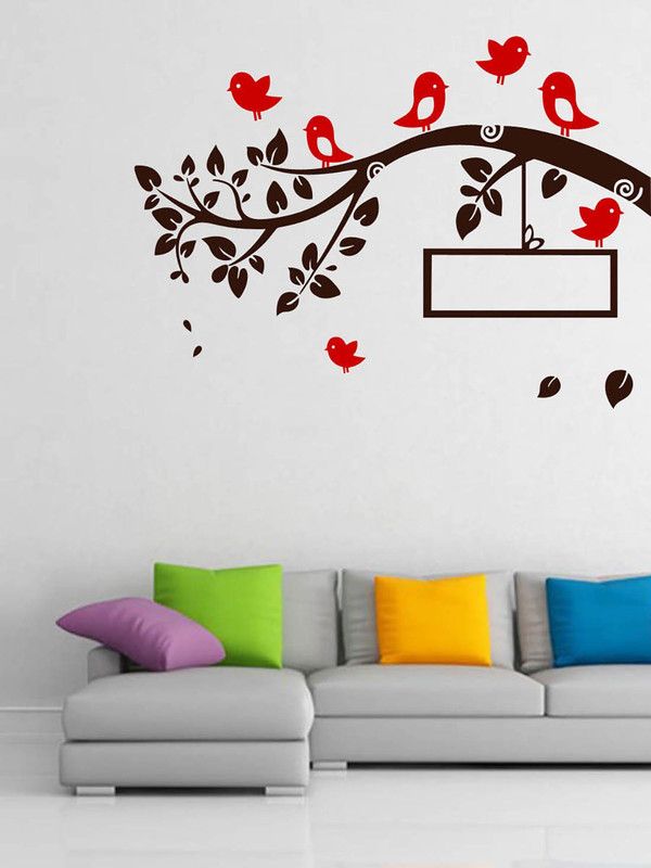 ALLURE 84 cm Beautifull Brid On Beautifull Branch Self Adhesive Sticker  (Pack of 1)
