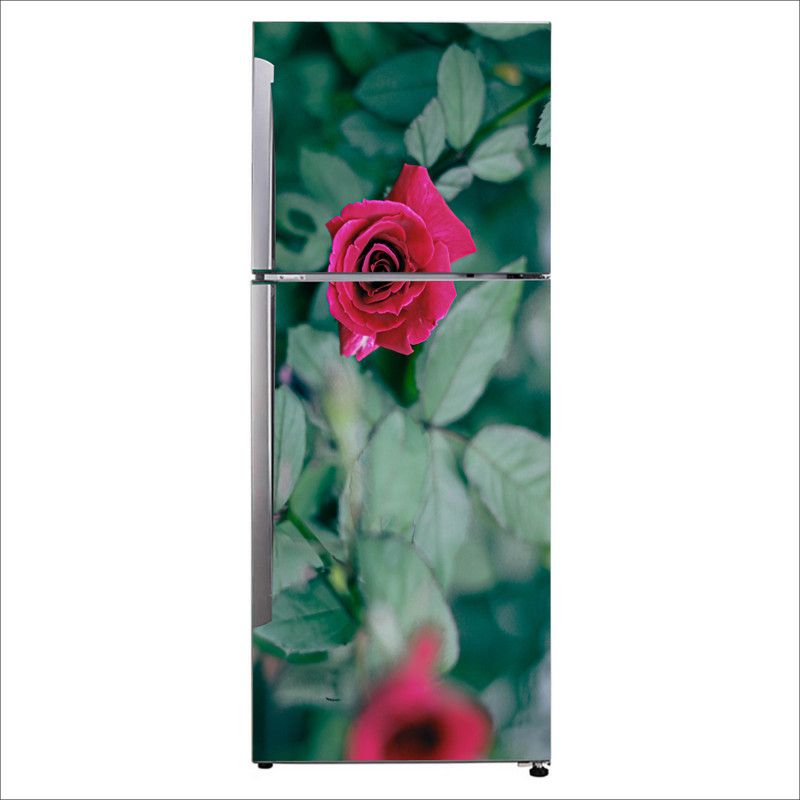 Advait Designs 60 cm Advait Designs Decorative Beautiful floribunda rose with green leaf fridge sticker Self Adhesive Sticker  (Pack of 1)
