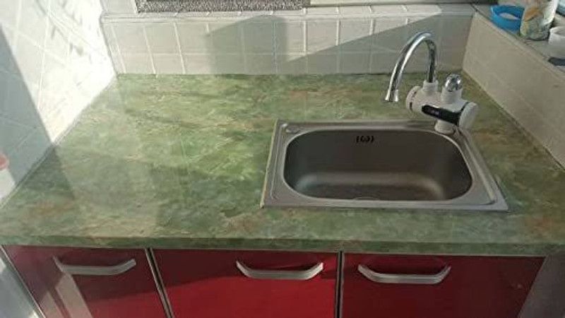 WALLVEAR 200 cm Latest Green Marble Contact Paper Vinyl Wrap Granite Wallpaper Peel and Stick Textured Marble Look Kitchen Waterproof Wall Sticker Self Adhesive Sticker  (Pack of 1)