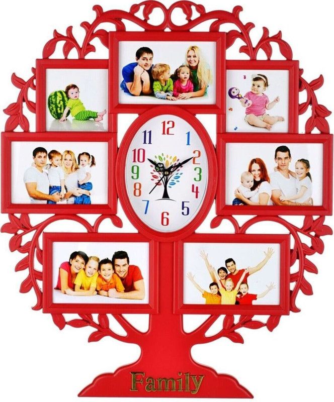 Attractionz Analog 58 cm X 48 cm Wall Clock  (Maroon, With Glass, Standard)