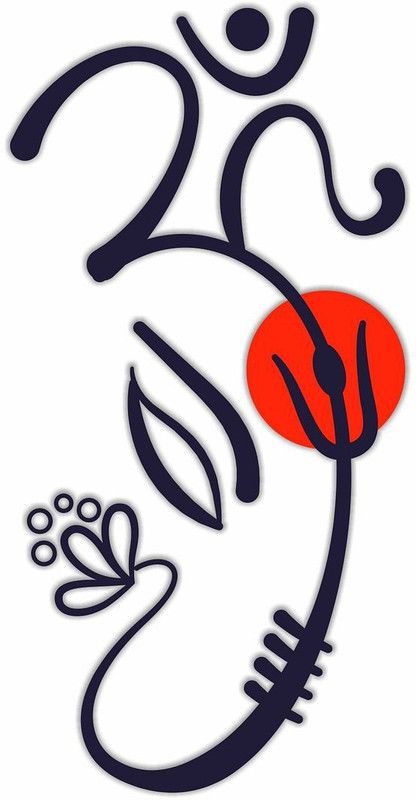 CVANU 70 cm Alluring Om Inside Lord Ganesh Religious Wall Sticker CV08 Self Adhesive Sticker  (Pack of 1)