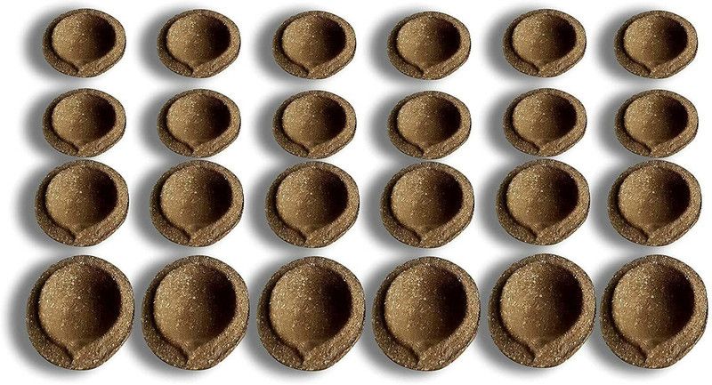 Jourbees Natural Organic Cow Dung Gobar Oil Lamp Diya Pottery (Pack of 2) Table Diya  (Height: 1 inch)